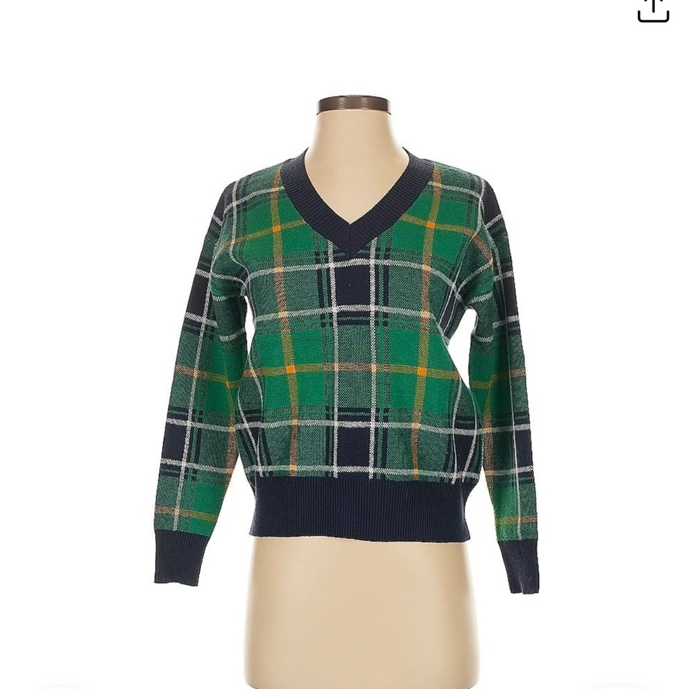 Tahari Emerald Green and BlackV-Neck Sweater. Size M